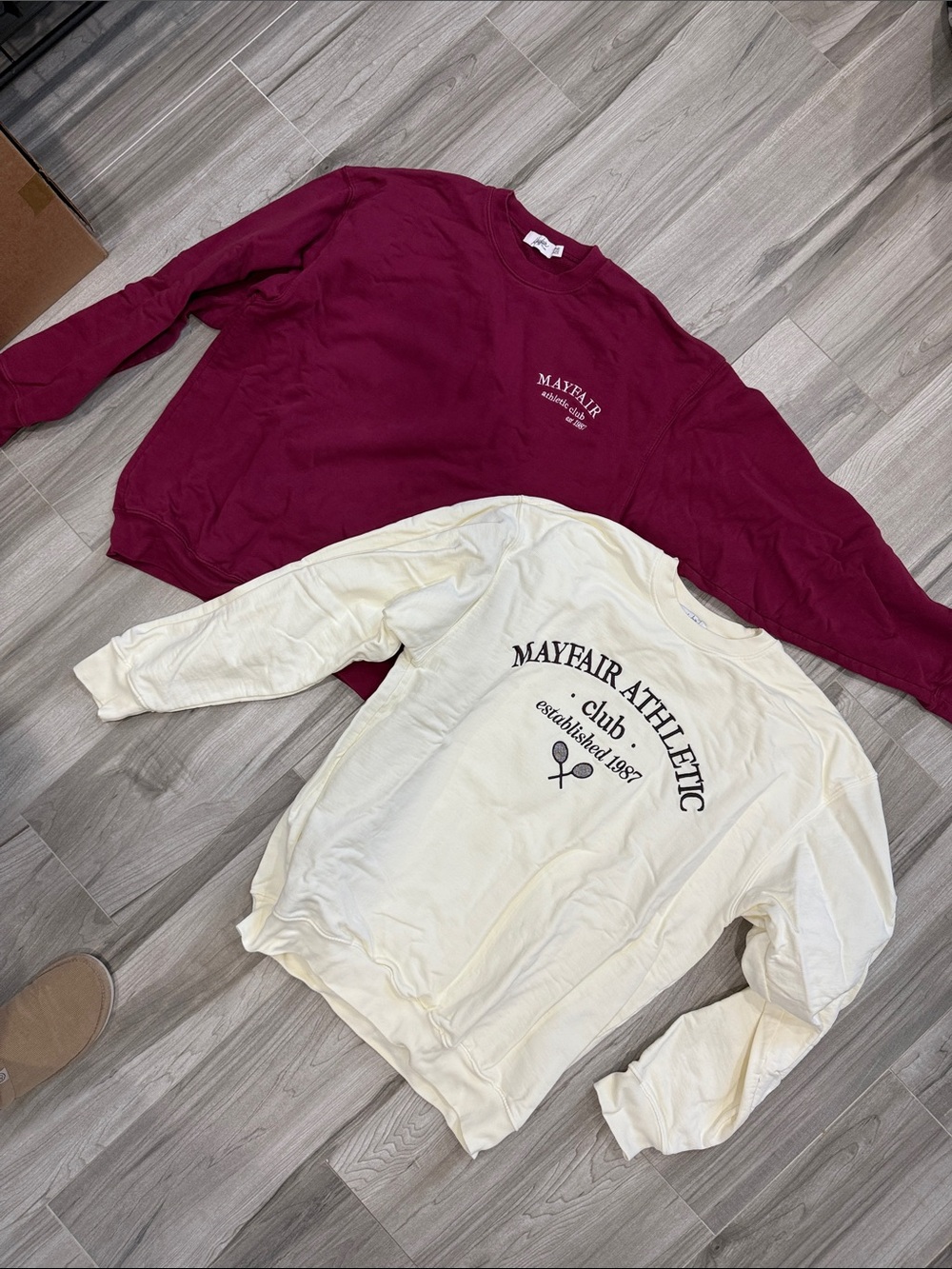 Mayfair Athletic Club Crewneck Sweater - Burgundy & Cream